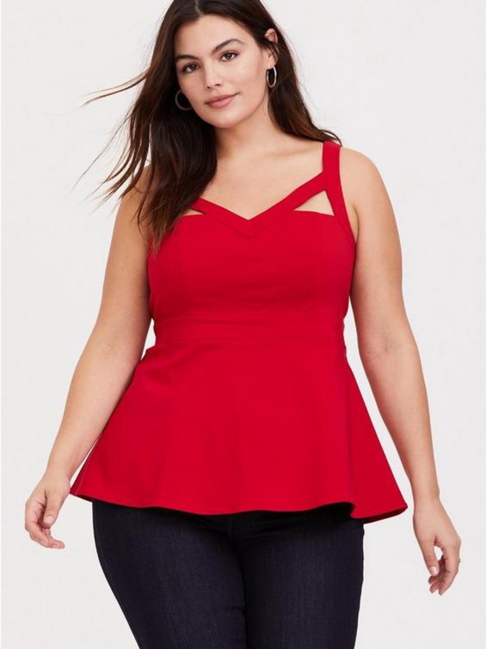 NWT Torrid Bengaline Cutout Peplum Top, Size 2X (18/20), Blood Red